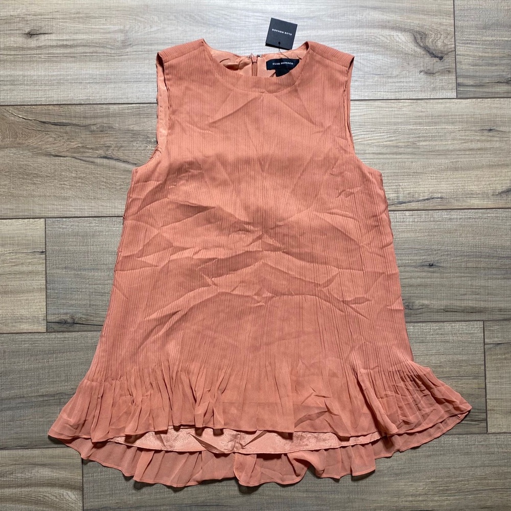 Club Monaco Women's Pleated Swing Top Size XS Peach‎ Relaxed Fit